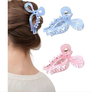 2 Pack Glitter Bow Claw Clip